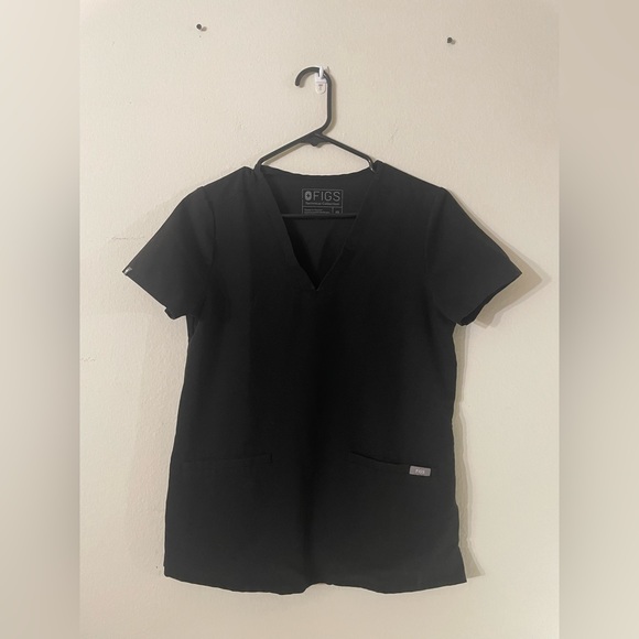 FIGS X-Small Black Casma Three Pocket Scrub Top - Picture 1 of 2